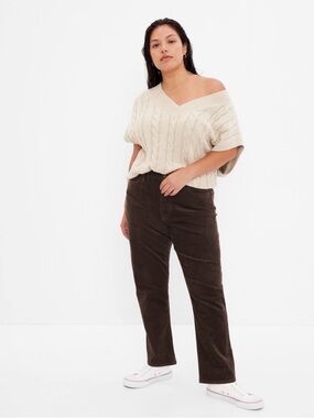 GAP Women's Straight-Leg Corduroy Jeans in Dark Brown